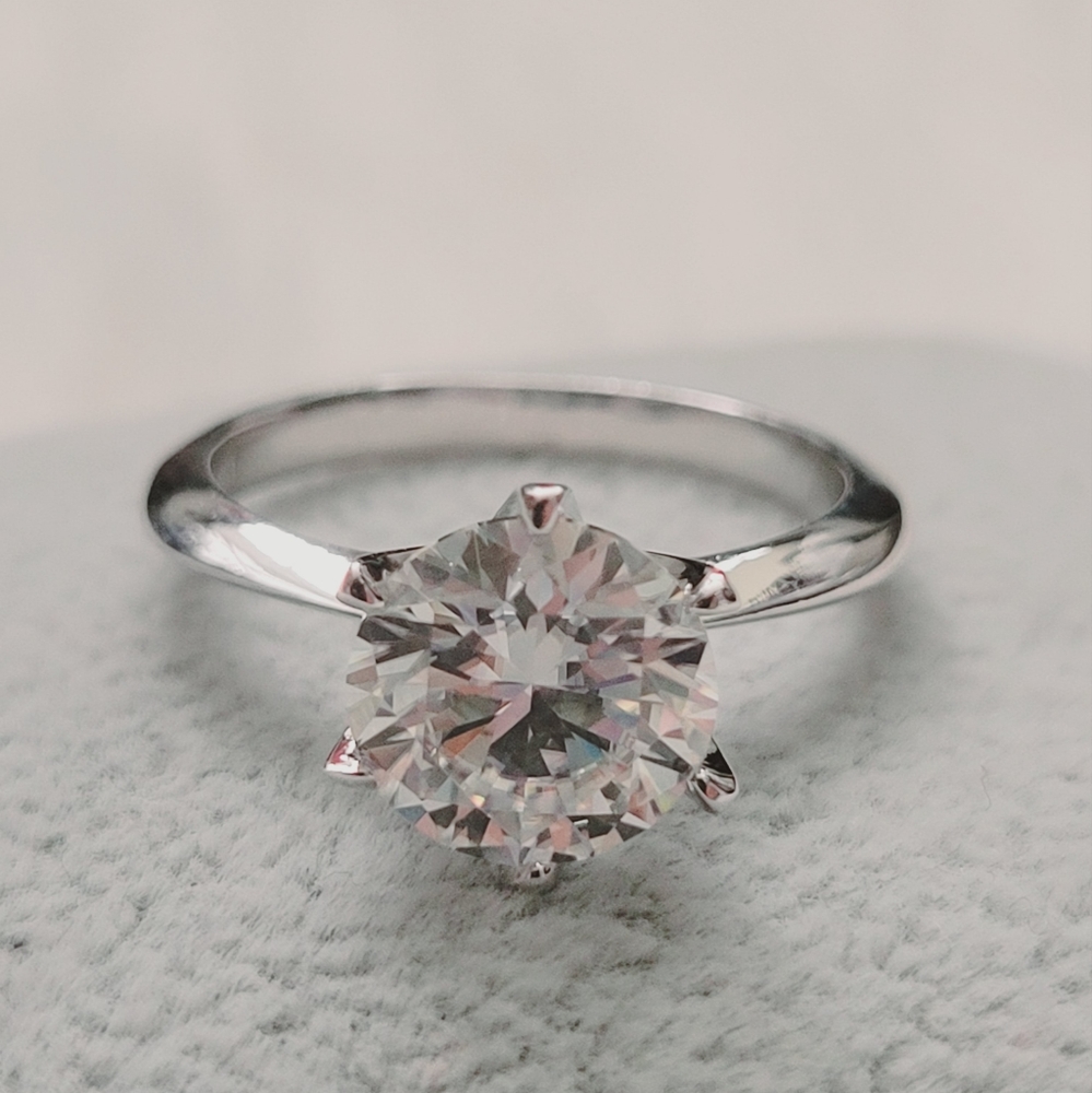 9mm Sterling Silver Moissanite Ring